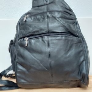 NWOT BLACK LEATHER BAG
